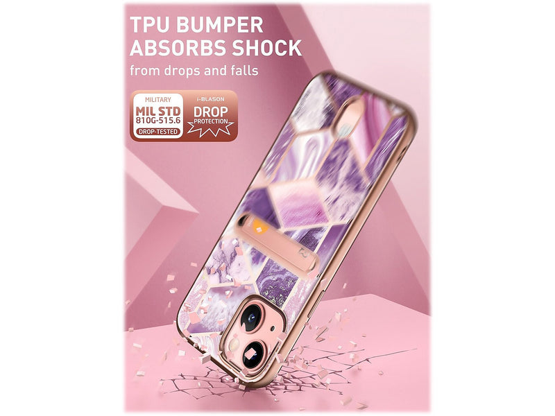 i-Blason Cosmo Marble Purple Wallet Case for iPhone 13 (iPhone2021-6.1-CosCard-Ameth)