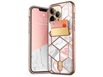 i-Blason Marble Pink Wallet Case for iPhone 13 Pro (iPhone2021Pro-6.1-CosCard-Marble)