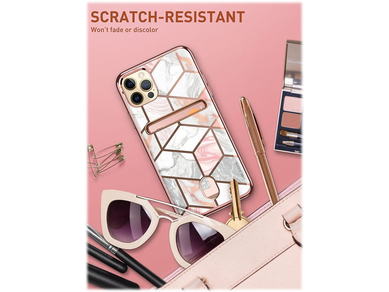 i-Blason Marble Pink Wallet Case for iPhone 13 Pro (iPhone2021Pro-6.1-CosCard-Marble)