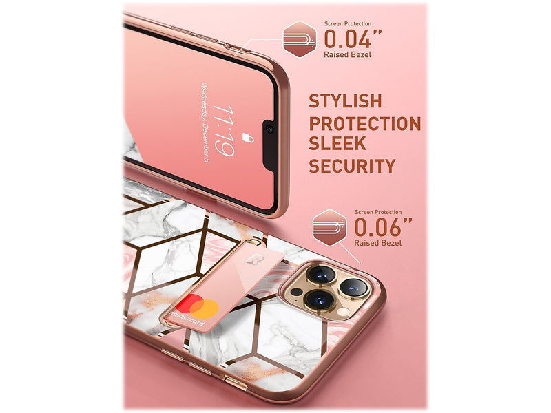 i-Blason Marble Pink Wallet Case for iPhone 13 Pro (iPhone2021Pro-6.1-CosCard-Marble)