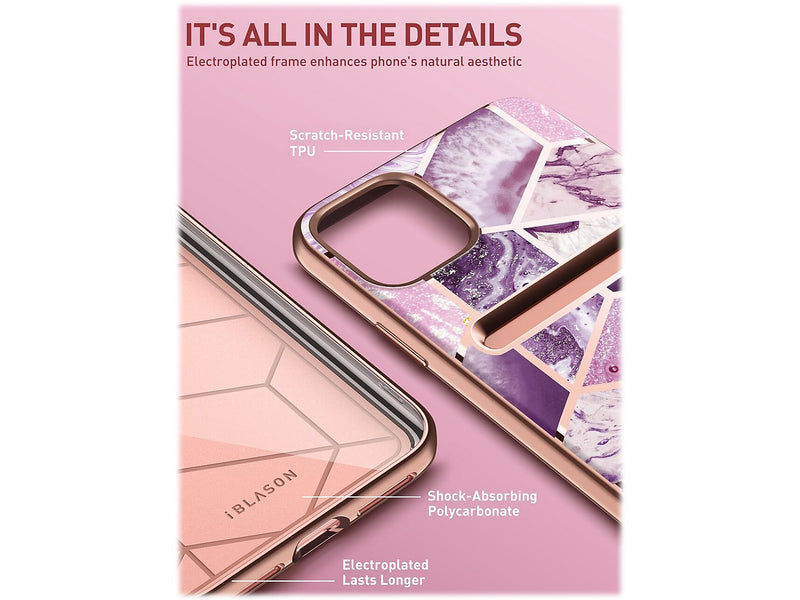 i-Blason Cosmo Marble Purple Wallet Case for iPhone 13 Pro Max (iPhone2021-6.7-CosCard-Ameth)