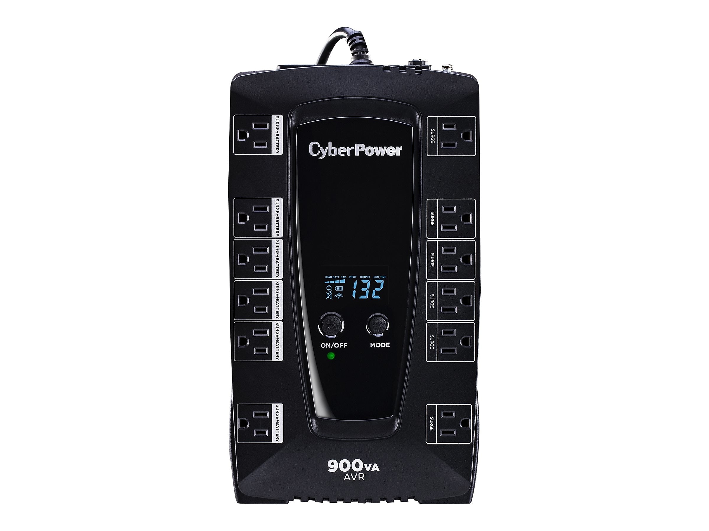 CyberPower Intelligent LCD 900VA UPS, 12-Outlet, Black (AVRG900LCD)