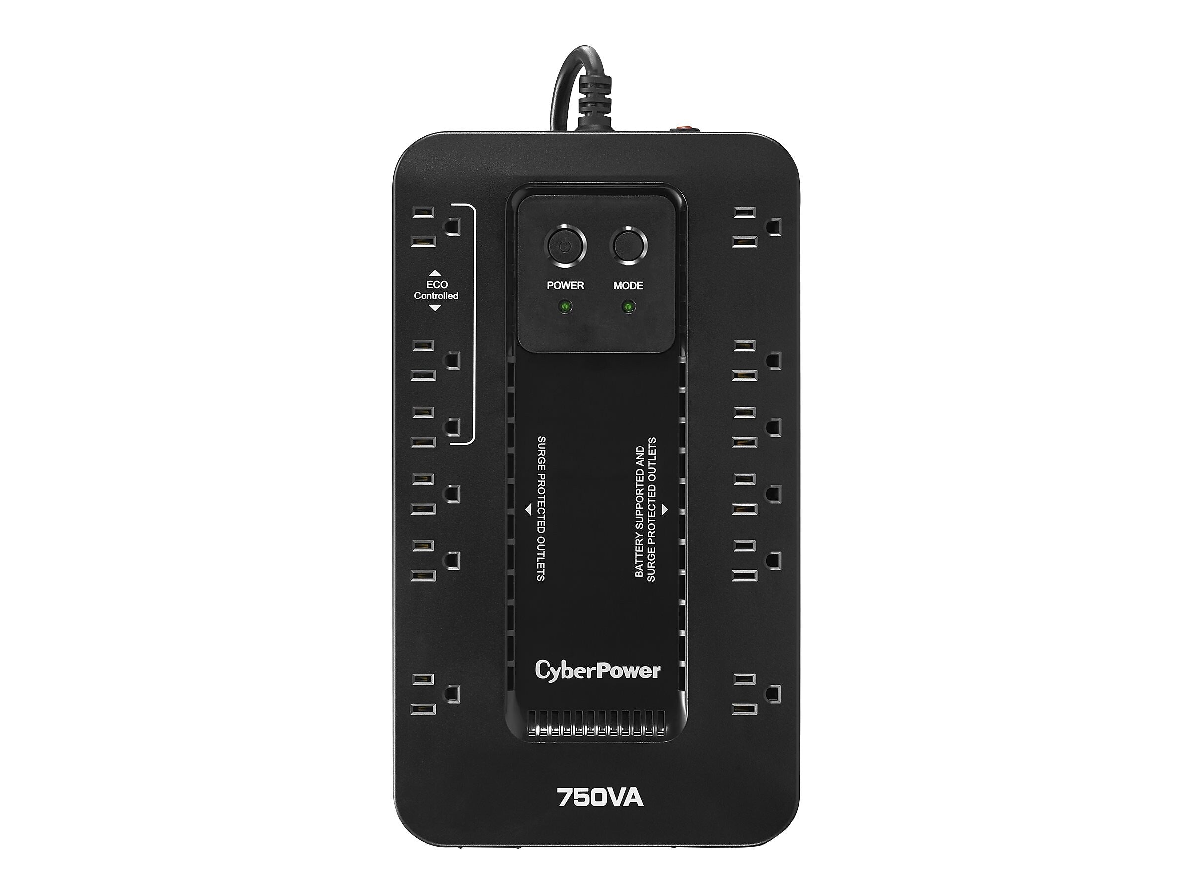 CyberPower Ecologic Series 750VA UPS, 12-Outlets, Black (EC750G)