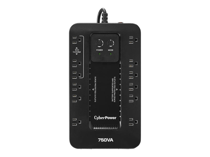 CyberPower Ecologic Series 750VA UPS, 12-Outlets, Black (EC750G)
