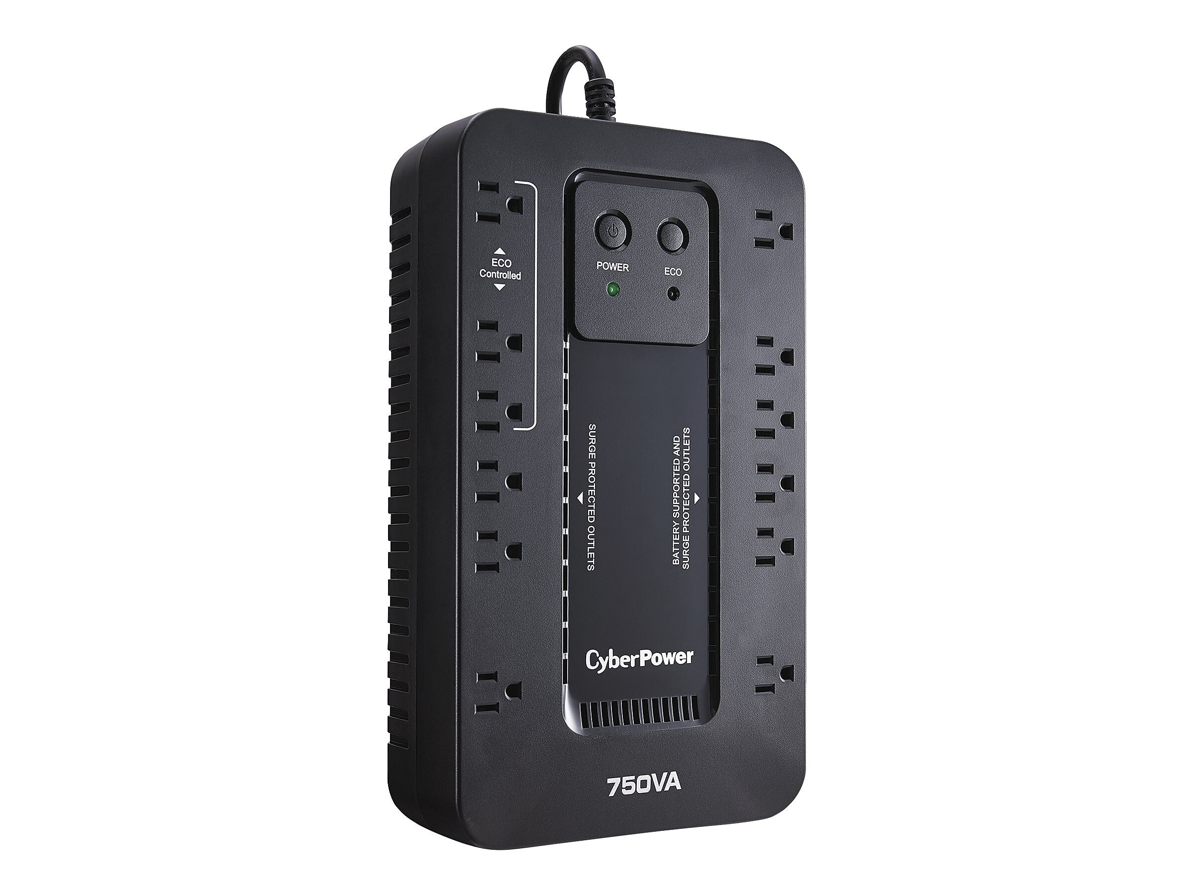 CyberPower Ecologic Series 750VA UPS, 12-Outlets, Black (EC750G)