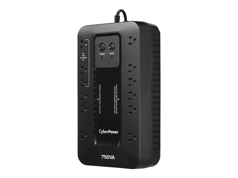 CyberPower Ecologic Series 750VA UPS, 12-Outlets, Black (EC750G)