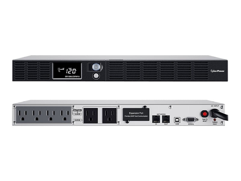 CyberPower Smart App LCD UPS Series 1500VA 1U, 6-Outlet, Black (OR1500LCDRM1U)
