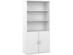 Bush Business Furniture Hybrid 73"H 5-Shelf Bookcase with Doors, White Laminated Wood (HYB024WH)