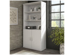 Bush Business Furniture Hybrid 73"H 5-Shelf Bookcase with Doors, White Laminated Wood (HYB024WH)