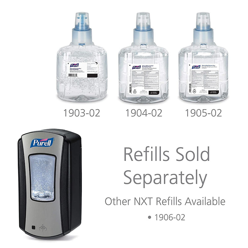 PURELL LTX 12 Automatic Wall Mounted Hand Sanitizer Dispenser, Chrome/Black (1928-04)