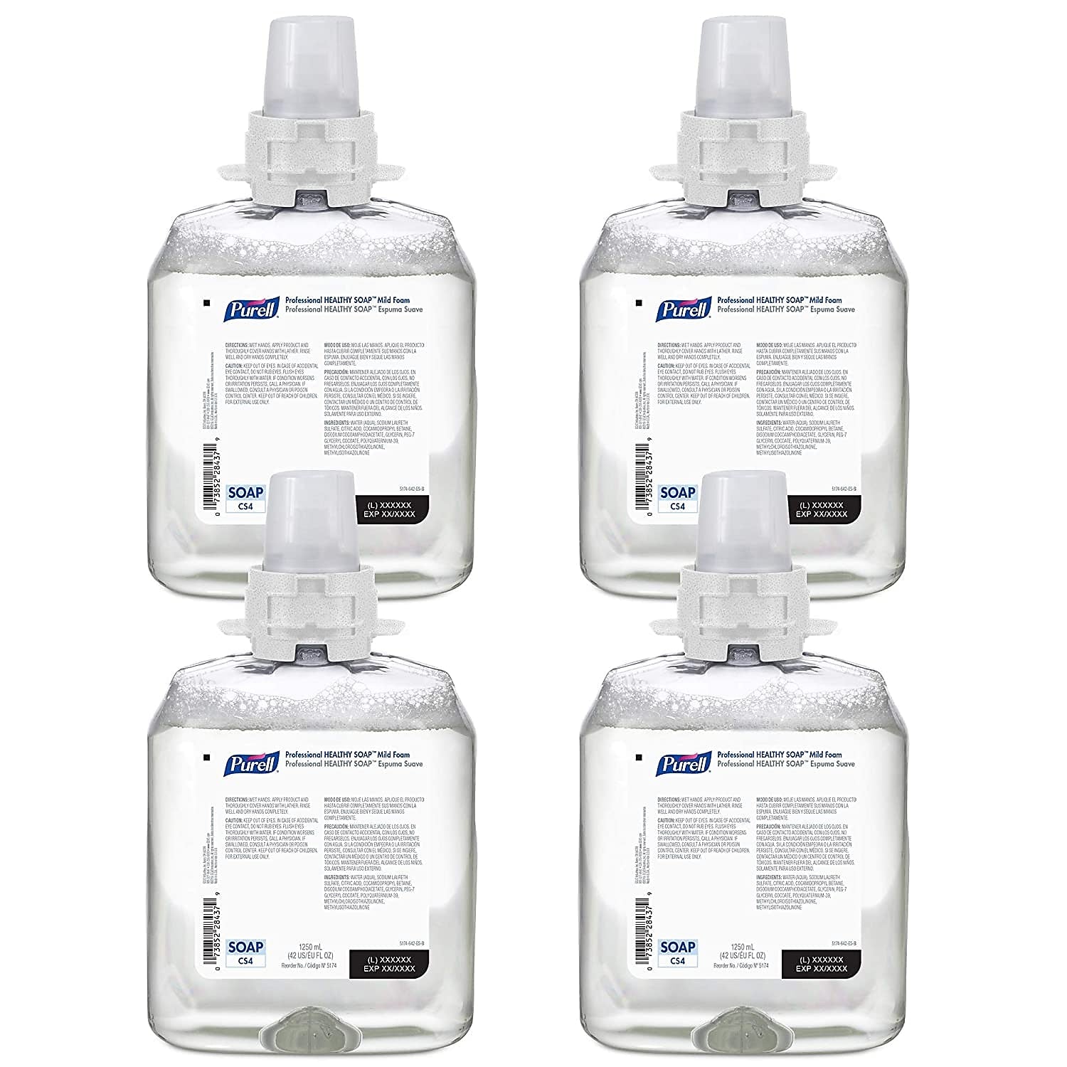 PURELL HEALTHY SOAP Foaming Hand Soap Refill for CS4 Dispenser, 1250 ml., 4/Carton (5174-04)