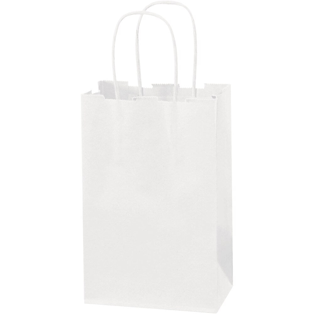 Staples 5 1/4" x 3 1/4" x 8 3/8" Shopping Bags, White, 250/Carton (BGS101W)