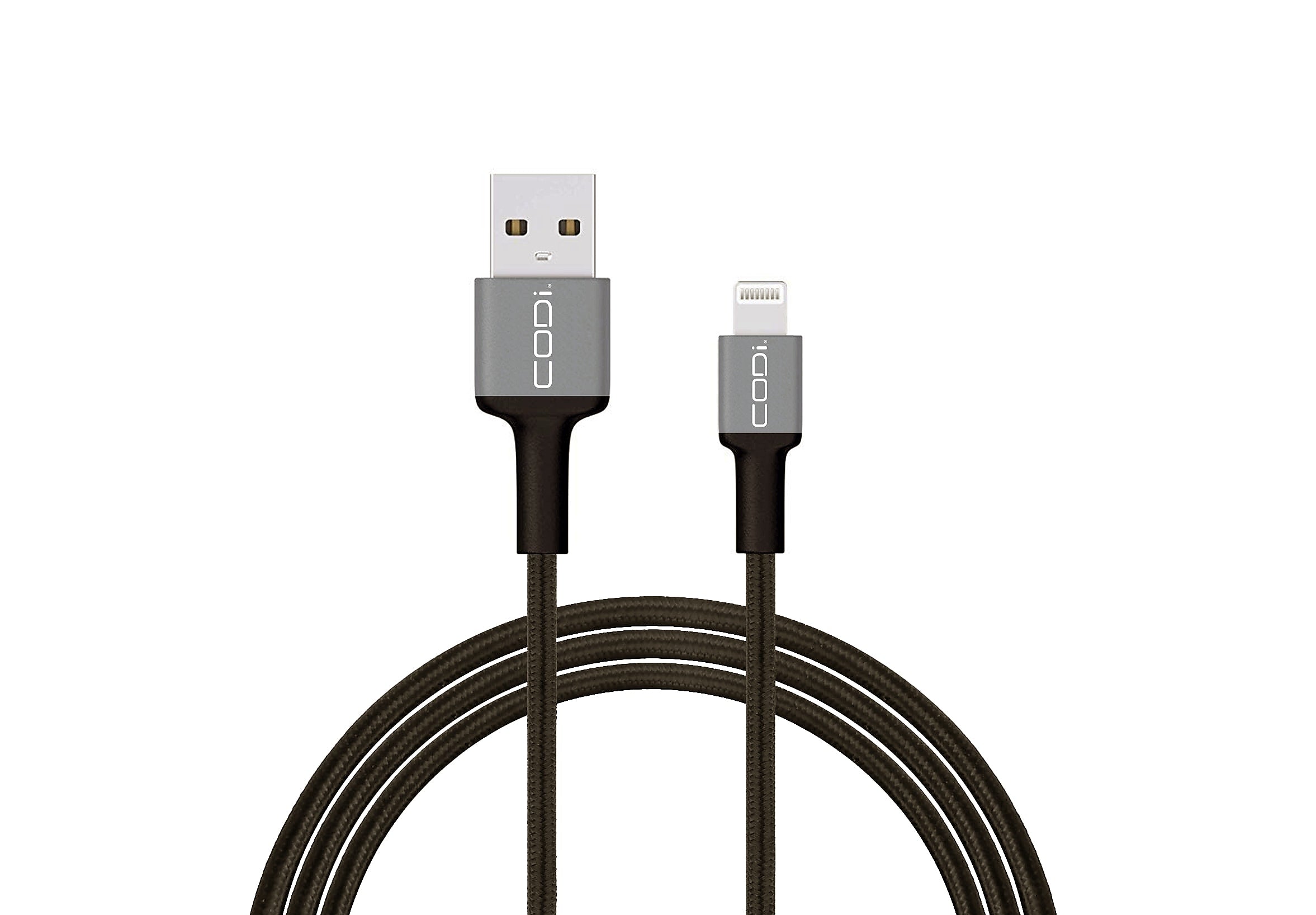 CODi 6' USB-A to Lightning Braided Nylon Charge & Sync Cable, Black (A01070)