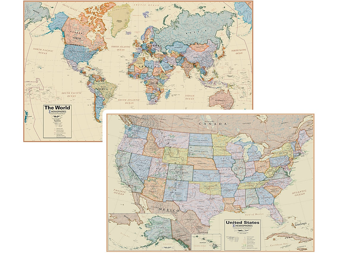 WaypointGeographic Hemispheres Boardroom Laminated Maps, 2/Pack (HMBR2PK)