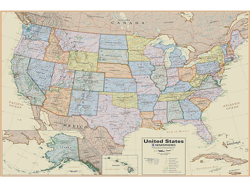 WaypointGeographic Hemispheres Boardroom Laminated Maps, 2/Pack (HMBR2PK)