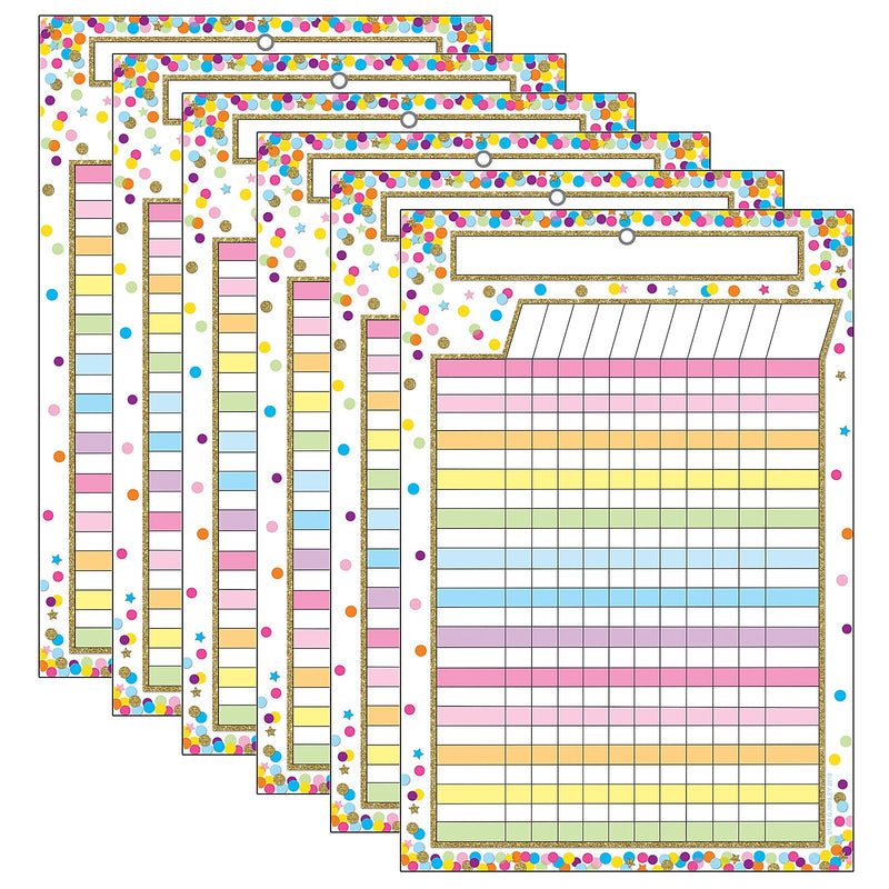 Ashley Productions Smart Poly Chart, Confetti Dry Erase Incentive Chart, Pack of 6 (ASH91042-6)