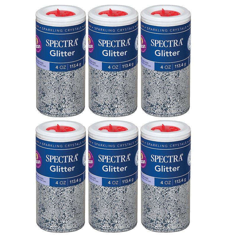 Spectra Glitter, Silver, 4 oz./Jar, 6 Jars (PAC91610-6)