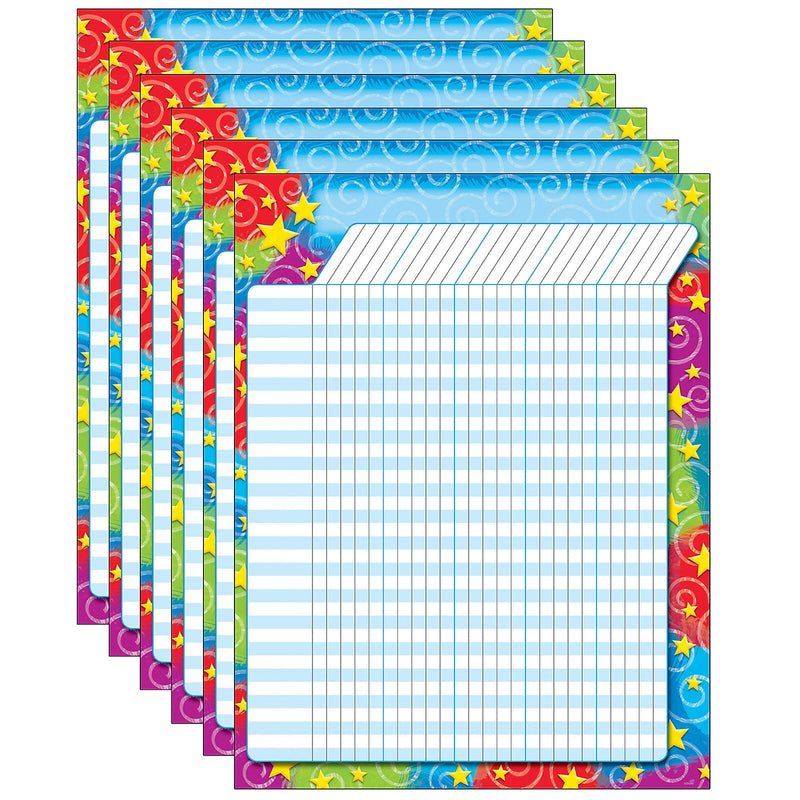 TREND Stars 'n Swirls Incentive Chart, 17" x 22", Pack of 6 (T-73355-6)