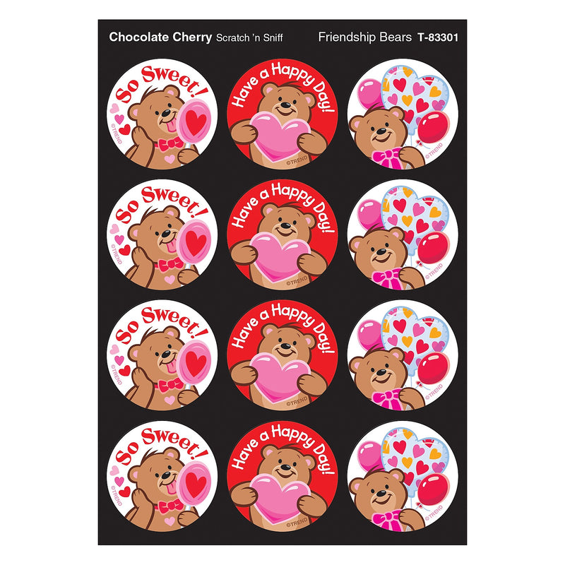 TREND Friendship Bears/Chocolate Cherry Stinky Stickers, 48/Pack, 6 Packs (T-83301-6)