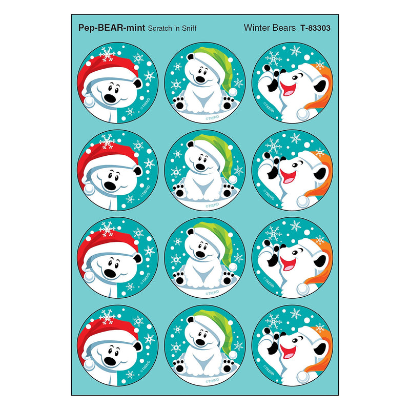 TREND Winter Bears/PepBEARmint Stinky Stickers, 48/Pack, 6 Packs (T-83303-6)