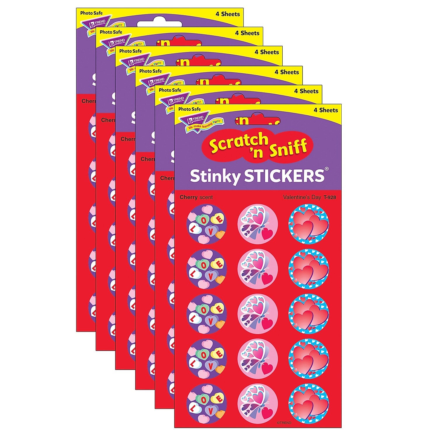 TREND Valentine's Day/Cherry Stinky Stickers, 60 Per Pack, 6 Packs (T-928-6)