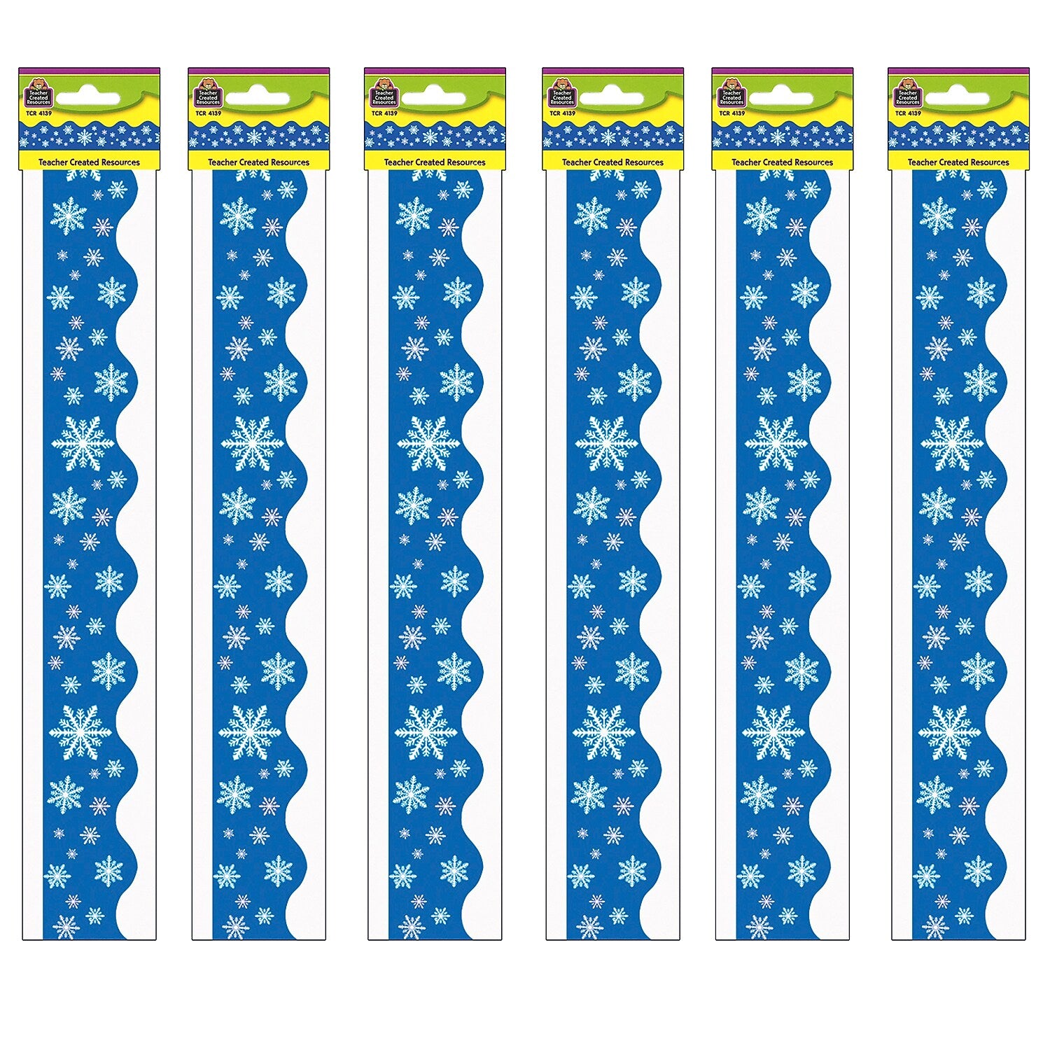 Teacher Created Resources Snowflakes Border Trim, 35 Feet Per Pack, 6 Packs (TCR4139-6)