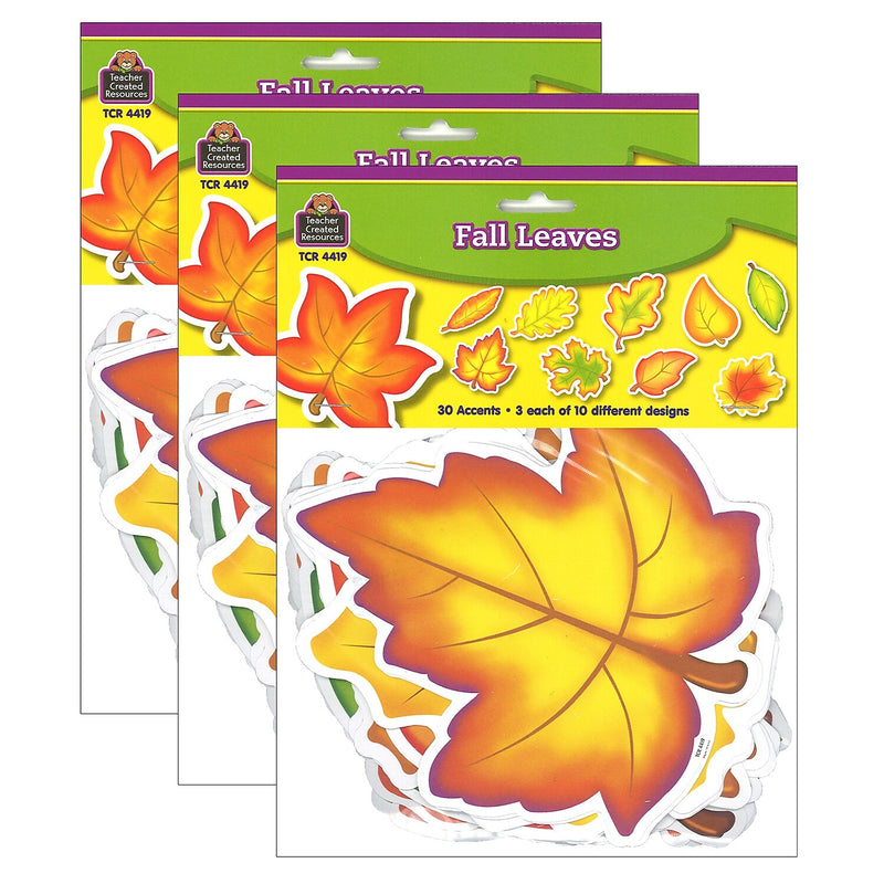 Teacher Created Resources Fall Leaves Accents, 30/Pack, 3 Packs (TCR4419-3)
