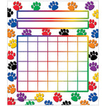 Teacher Created Resources Colorful Paw Prints Incentive Charts, 5.25" x 6", 36 Sheets Per Pack, 6 Packs (TCR4773-6)