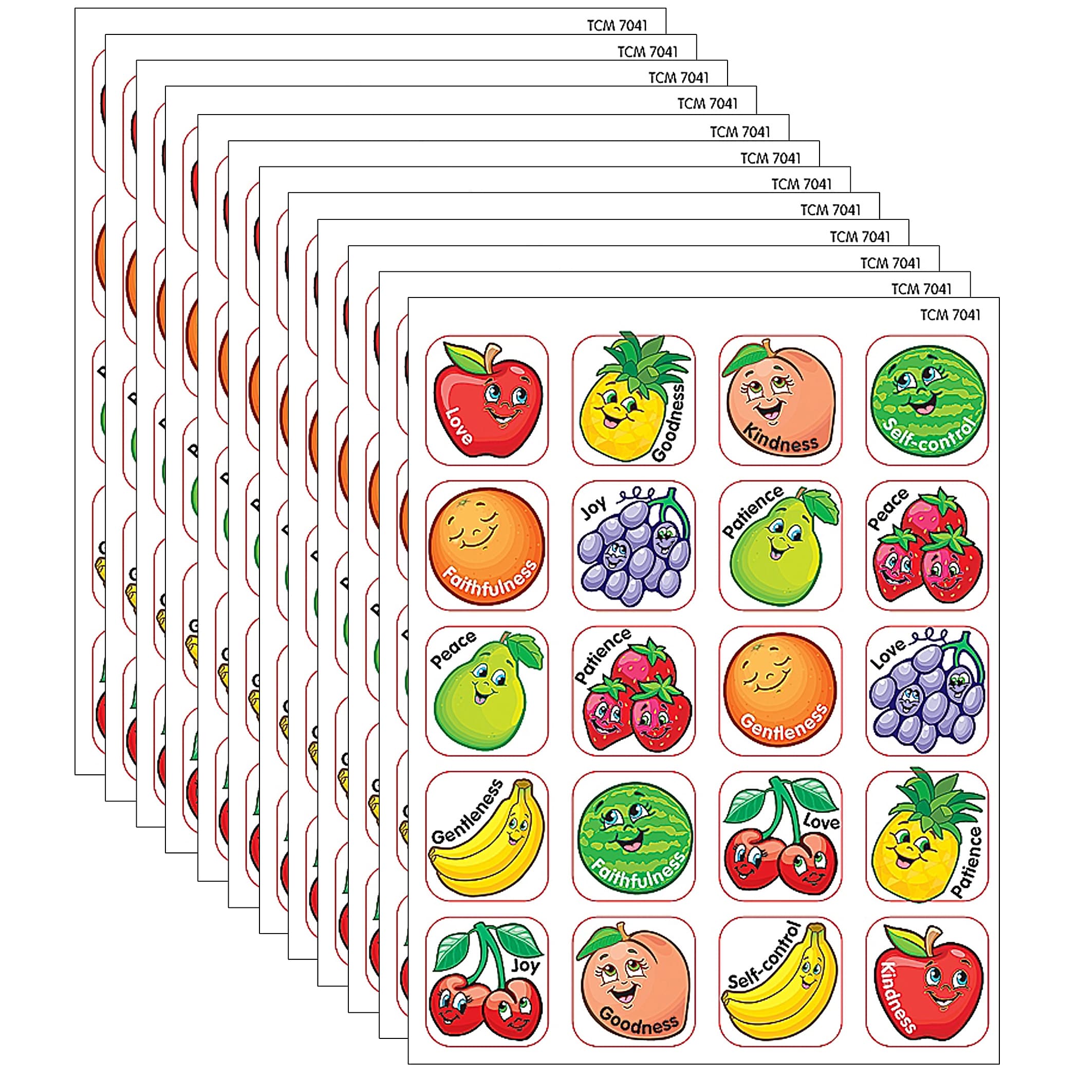 Teacher Created Resources Fruit of the Spirit Stickers, 120 Per Pack, 12 Packs (TCR7041-12)