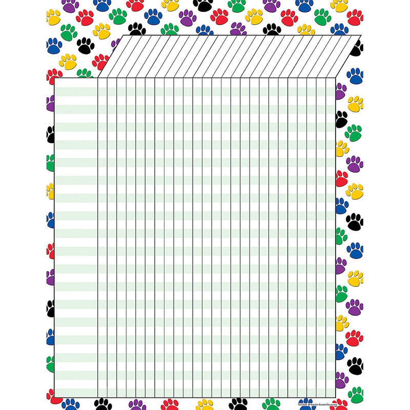 Teacher Created Resources Colorful Paw Prints Incentive Chart, Pack of 6 (TCR7622-6)