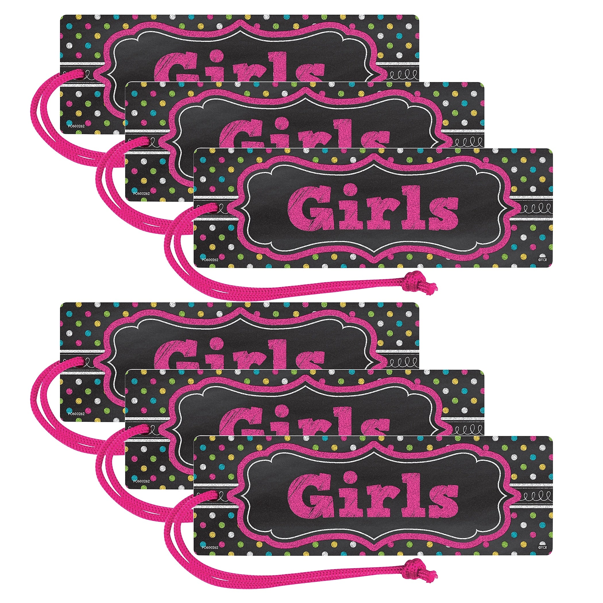 Teacher Created Resources Chalkboard Brights Magnetic Girls Pass, Pack of 6 (TCR77277-6)