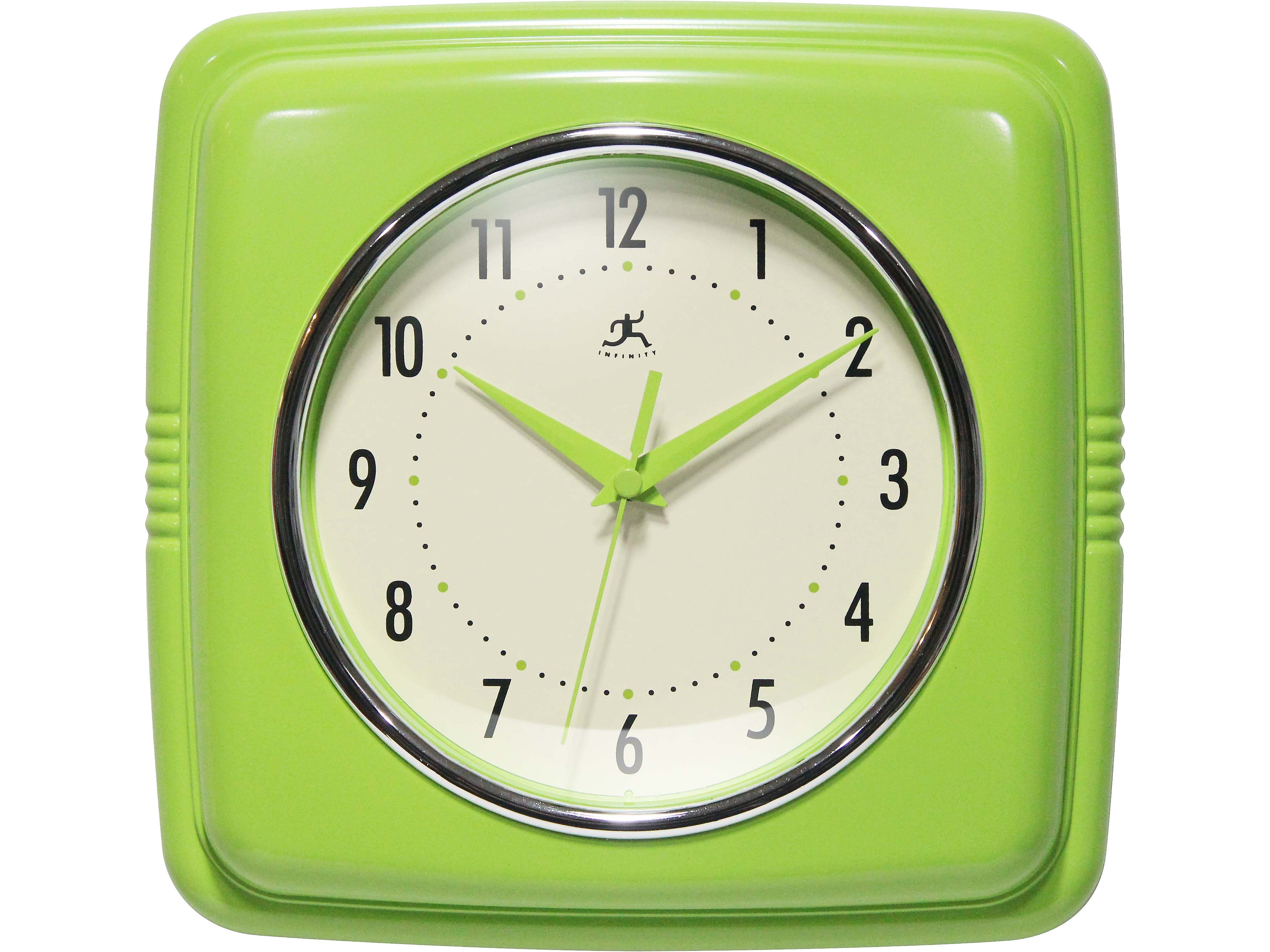 Infinity Instruments Square Retro Wall Clock, 9.25" (13228AG-4103)
