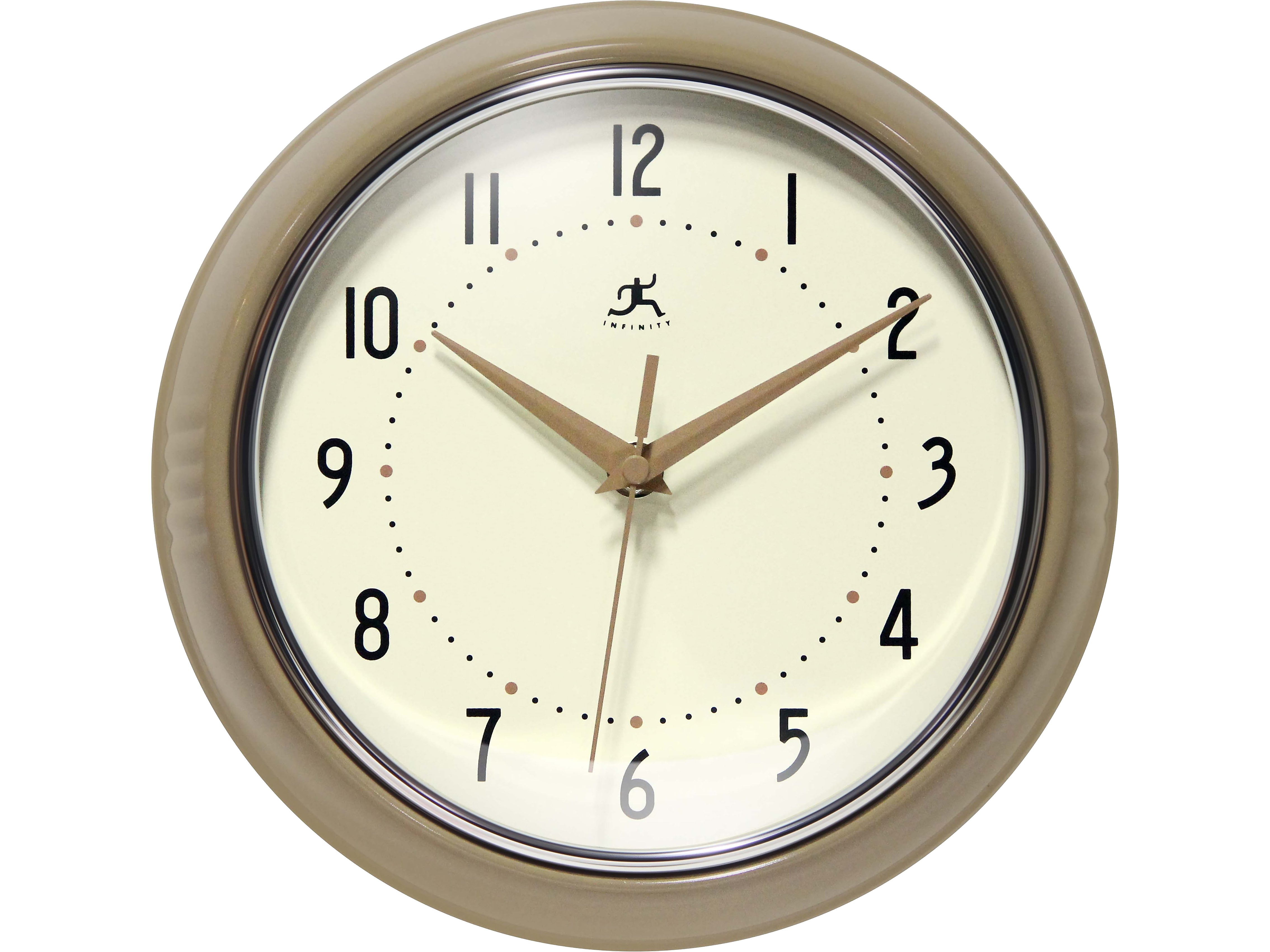 Infinity Instruments Round Retro Wall Clock, 9.5" (10940CG)