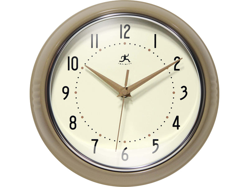 Infinity Instruments Round Retro Wall Clock, 9.5" (10940CG)