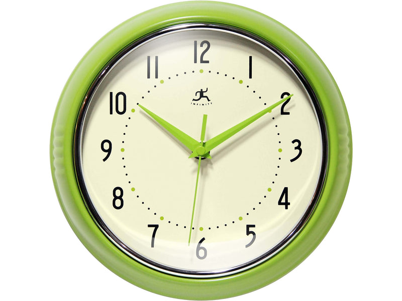 Infinity Instruments Round Retro Wall Clock, 9.5" (10940AN)