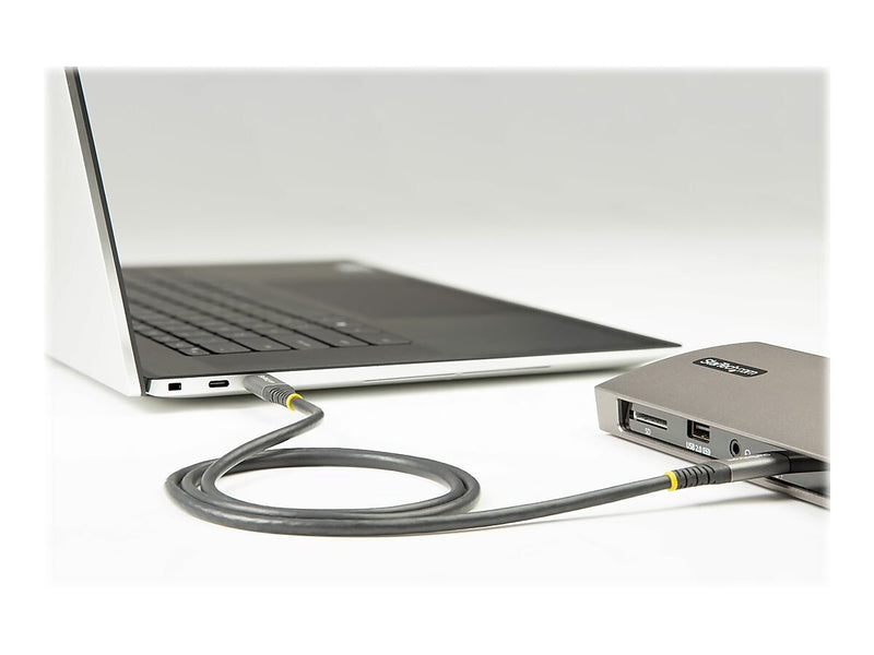StarTech Thunderbolt Compatible 6.6 ft. USB-C Cable with 100W Power Delivery, Male to Male, Black/Silver (USB315CCV2M)