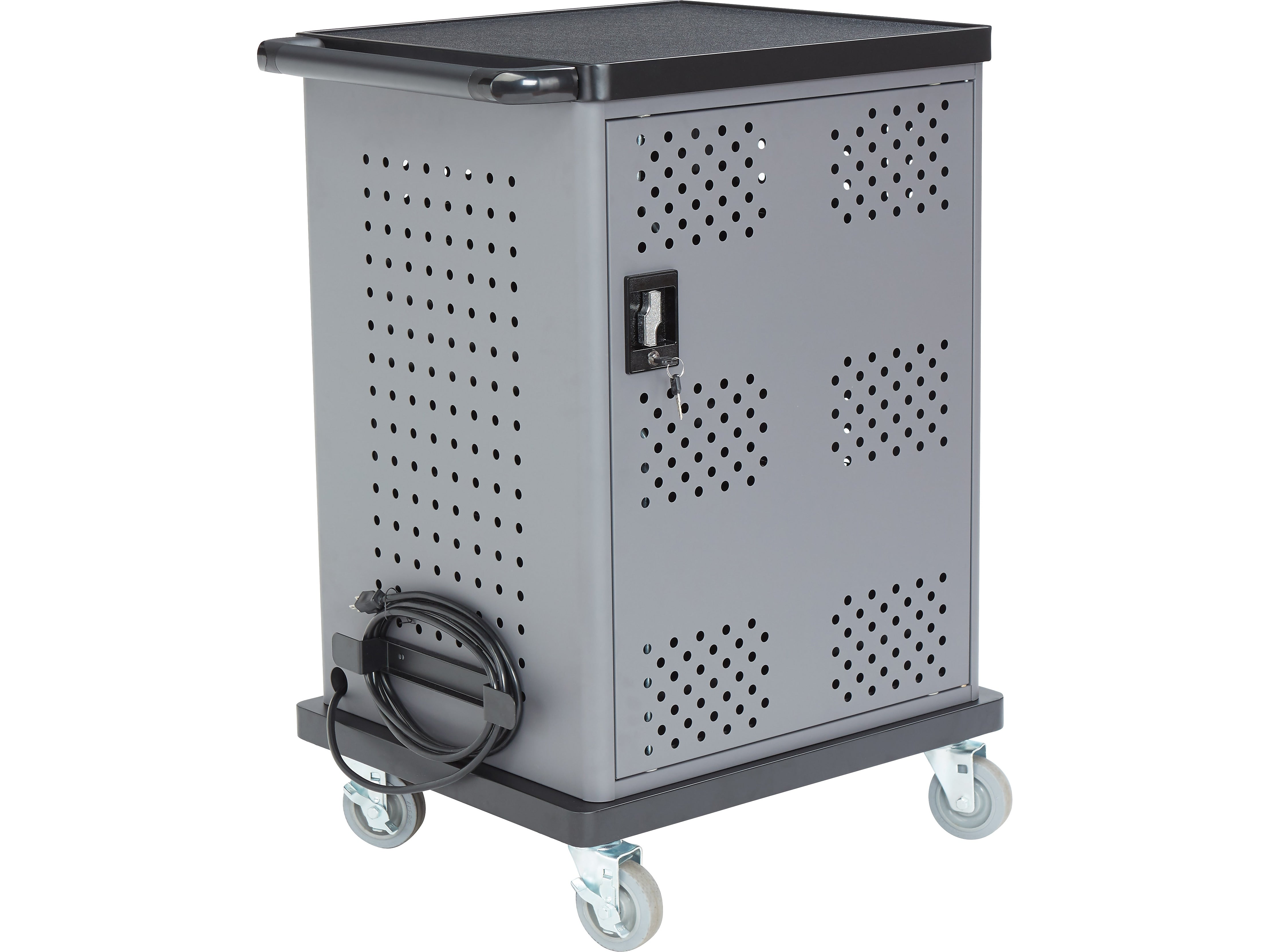 National Public Seating Oklahoma Sound Duet 2-Shelf Metal Mobile A/V Cart with Lockable Wheels, Silver (DCC)