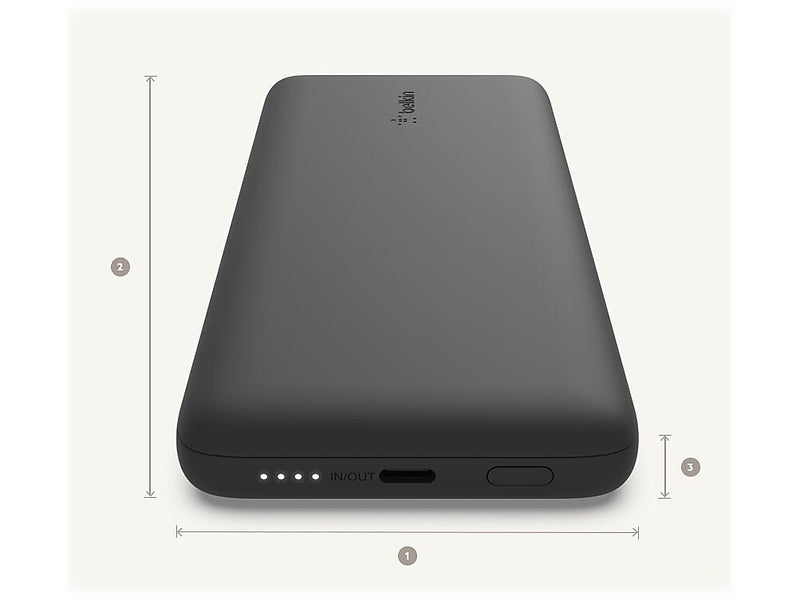 Belkin BOOST CHARGE Plus USB-C Power Bank with Cables, 23W, 10000 mAh, Black (BPB006BTBLK)