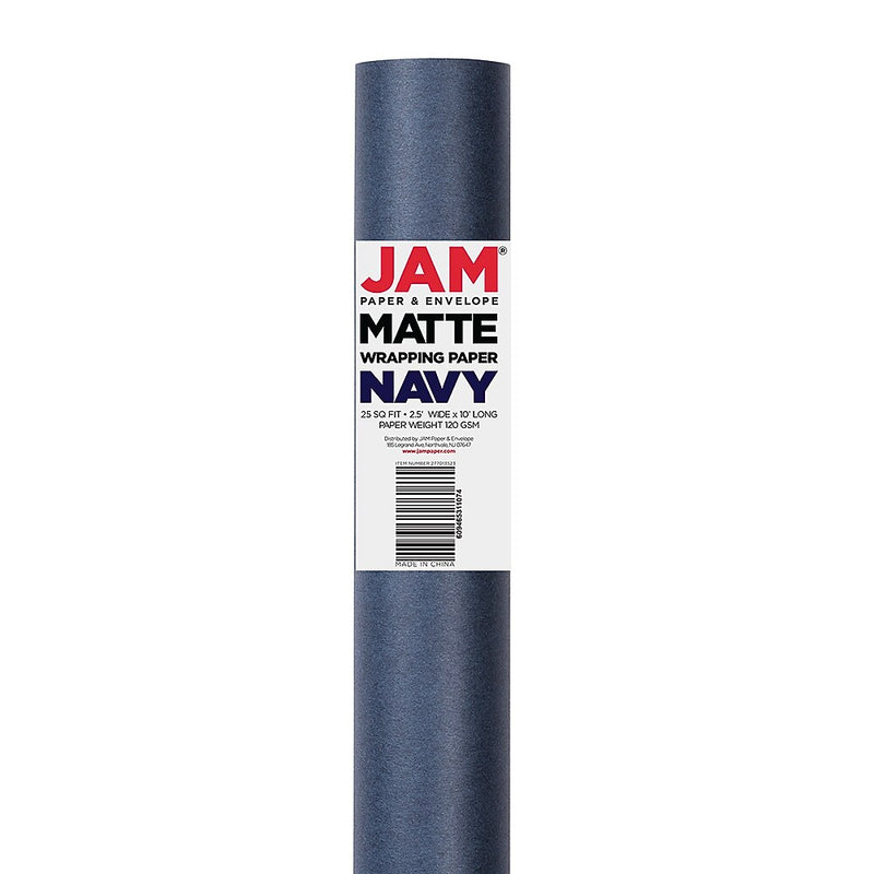 JAM Paper Wrapping Paper, 25 Sq. ft. x 30", Matte Cobalt Navy Blue, 2/Pack (277013523A)