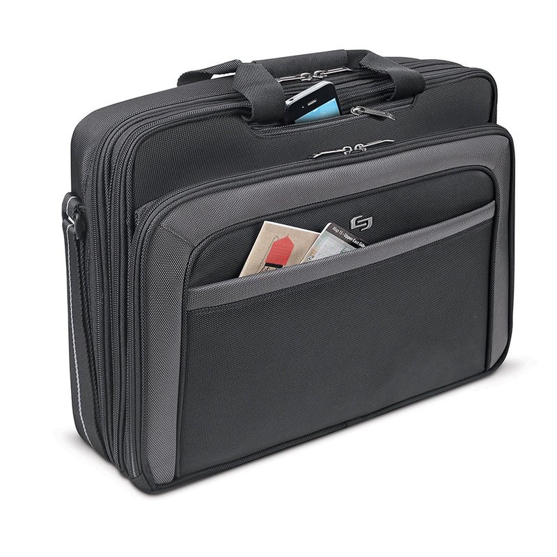 Solo New York 17.3" Laptop The City Laptop Briefcase, Black Polyester (CLA314-4)