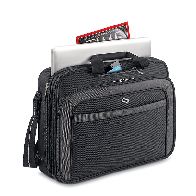Solo New York 17.3" Laptop The City Laptop Briefcase, Black Polyester (CLA314-4)