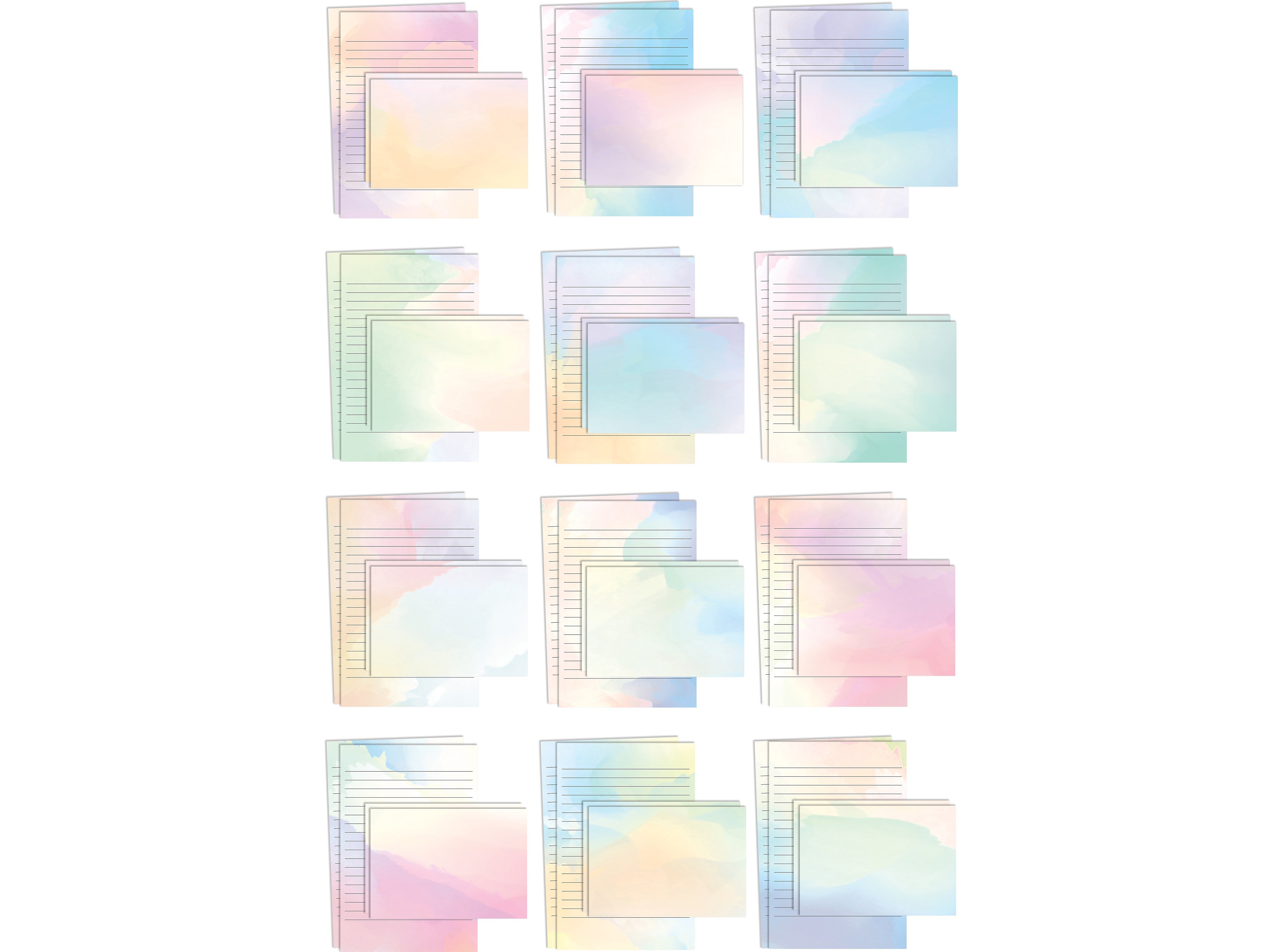 Better Office Mini Stationery Kits, Assorted Watercolor Designs, 50/Set (63905)