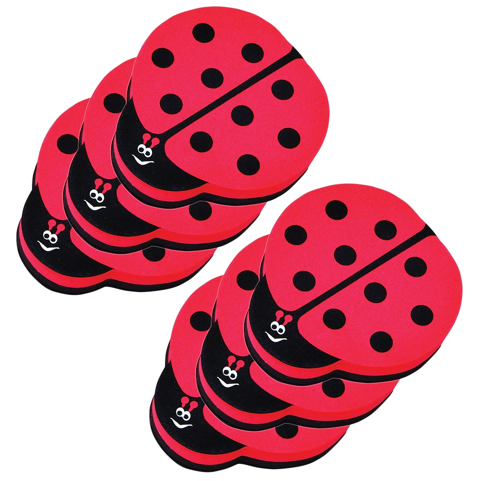Ashley Dry Erase Magnetic Whiteboard Erasers, Ladybug, Pack of 6 (ASH10015-6)