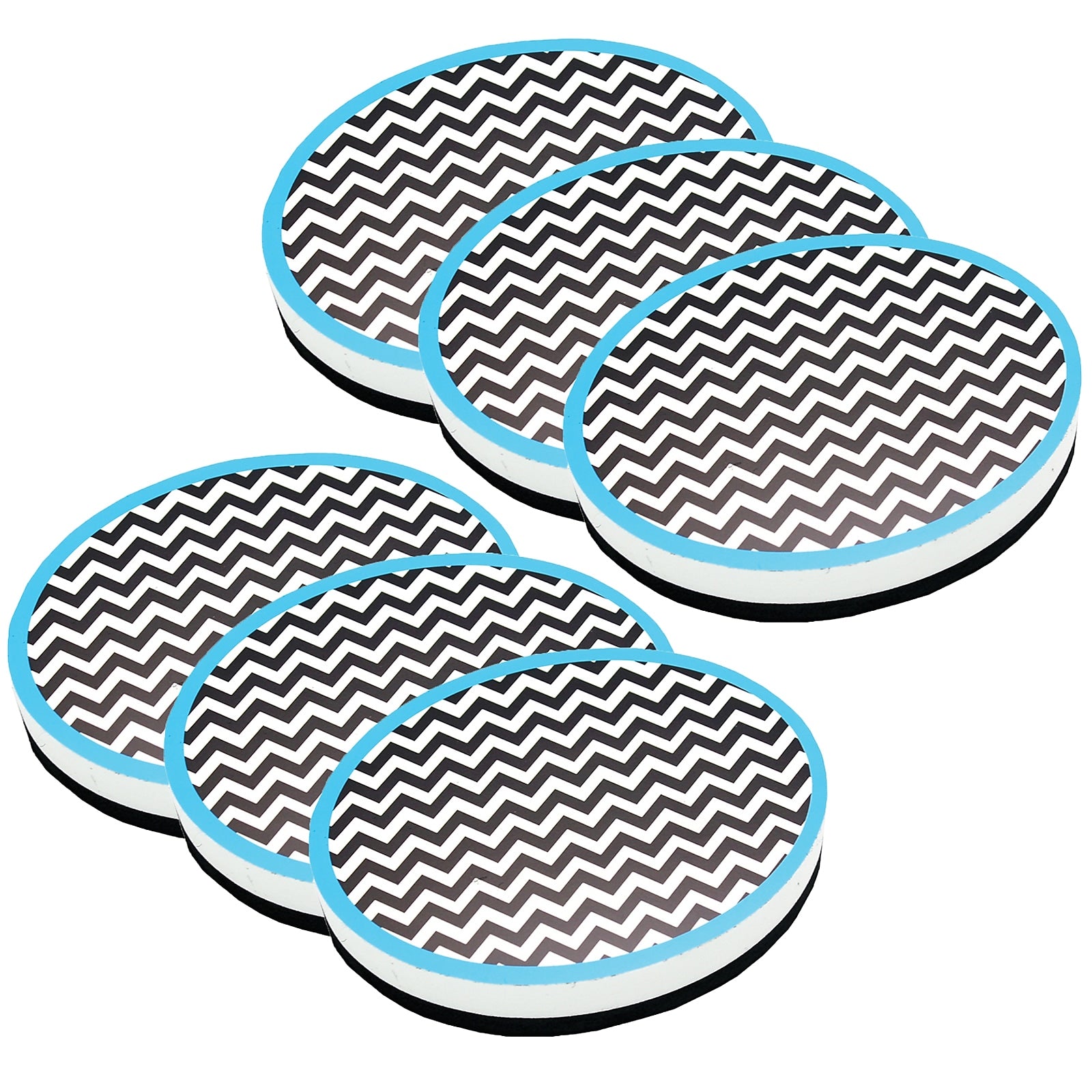 Ashley Magnetic Whiteboard Eraser, Chevron, Pack of 6 (ASH10047-6)