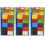Ashley Productions® Dry Erase Non-Magnetic Mini Whiteboard Erasers, Assorted Colors, 10 Per Pack, 3 Packs (ASH78003-3)
