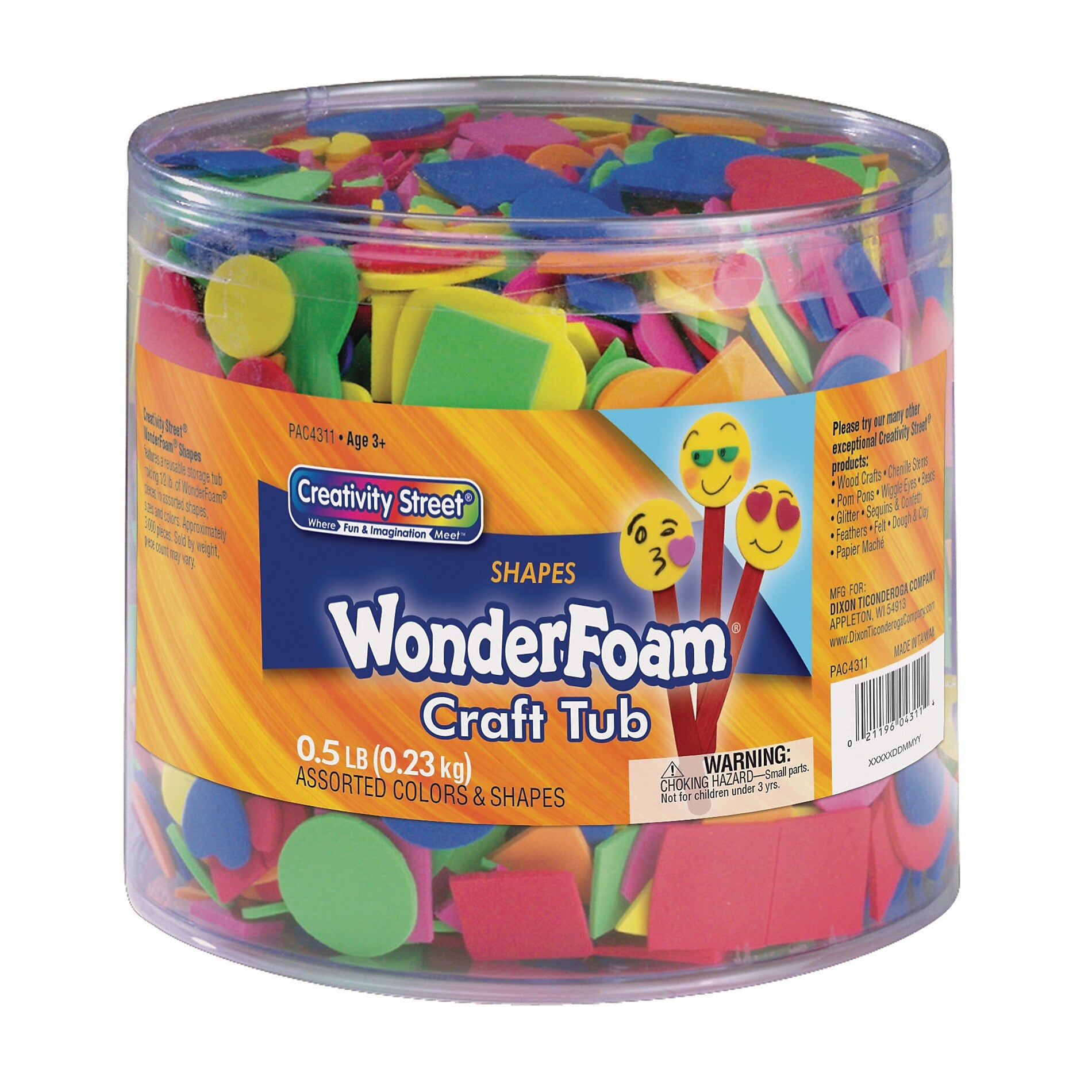 Creativity Street WonderFoam Craft Tub, Foam Shapes, Assorted Sizes, 1/2 lb./Pack, 2 Packs (CK-4311-2)