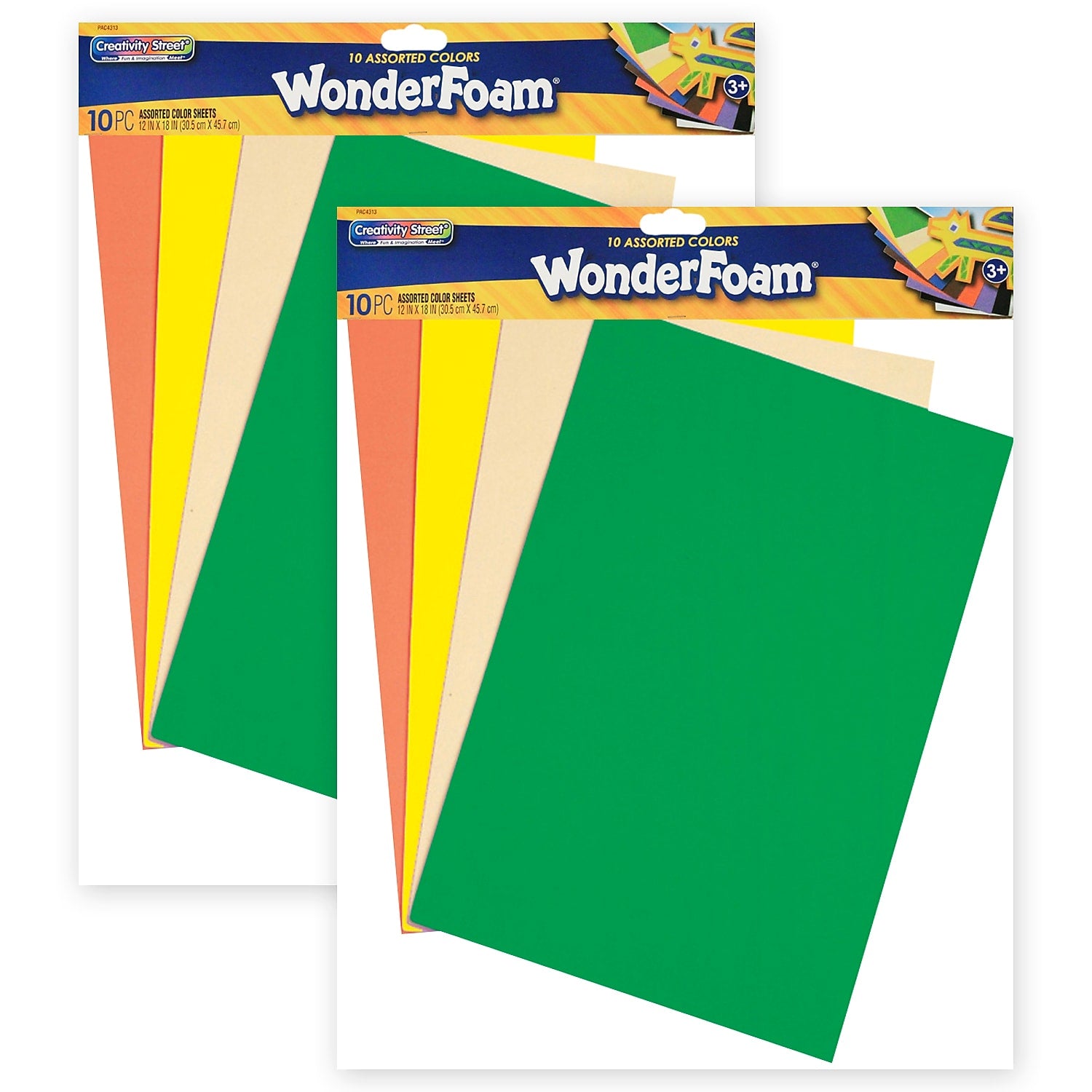 Creativity Street WonderFoam Sheets, 12" x 18", Assorted Colors, 10 Sheets/Pack, 2 Packs (CK-4313-2)