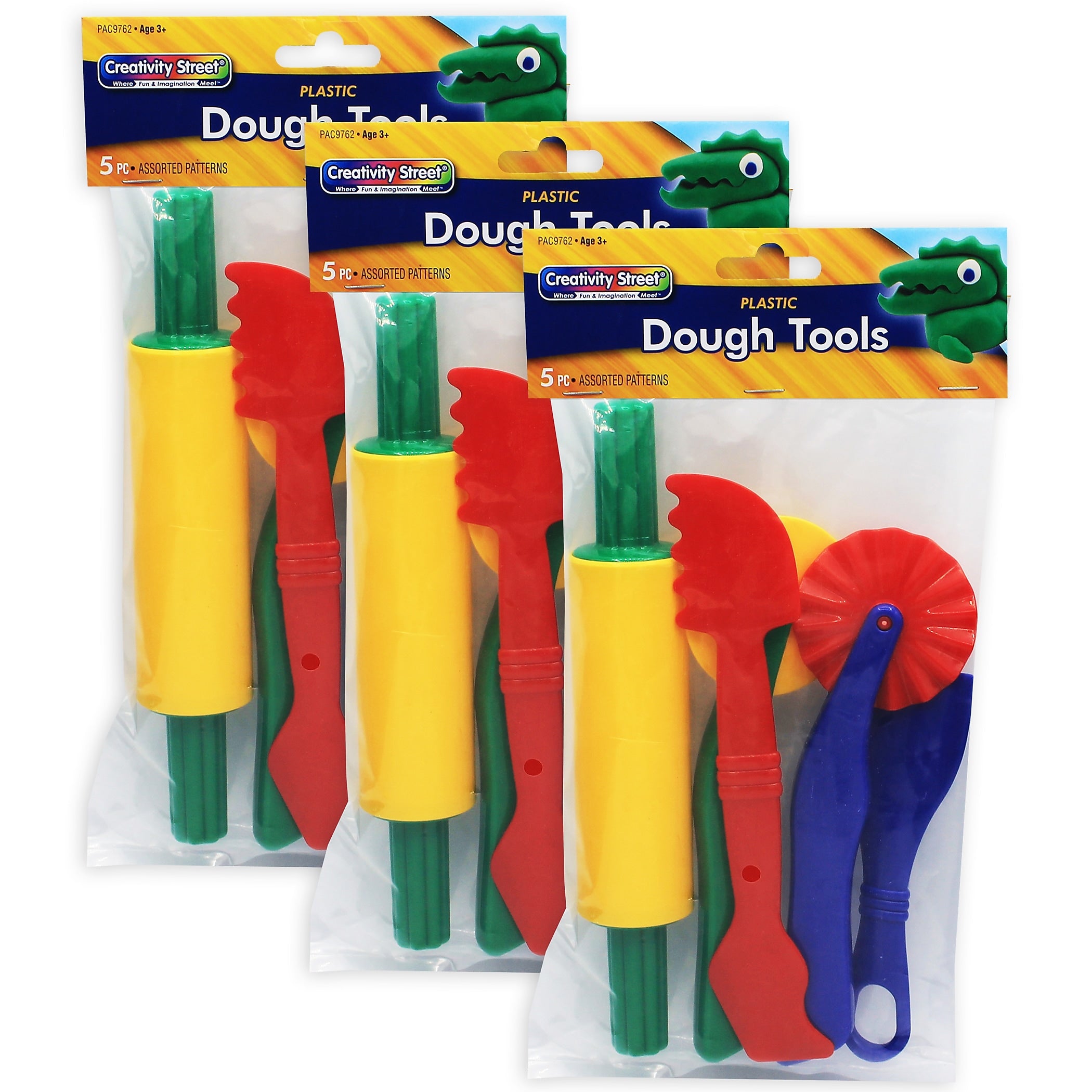 Creativity Street Dough Tools, 5 Assorted Patterns, 5" to 8", 5/Set, 3 Sets (CK-9762-3)