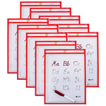C-Line Reusable Dry Erase Pocket  Study Aid, Neon Red, 9" x 12", Pack of 10 (CLI40814-10)