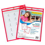 C-Line Reusable Dry Erase Pocket  Study Aid, Neon Red, 9" x 12", Pack of 10 (CLI40814-10)